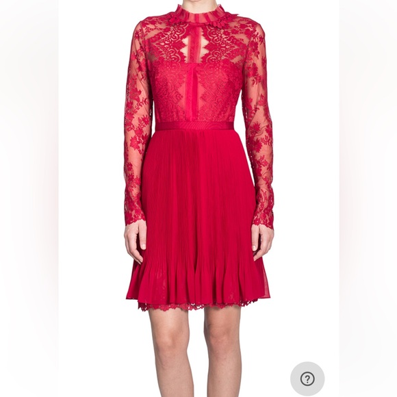 Marchesa Notte Red Lace Dress 0 - Picture 9 of 11